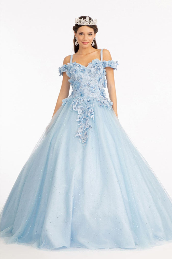 3D Floral Cold Shoulder Ball Gown by Elizabeth KGL1988