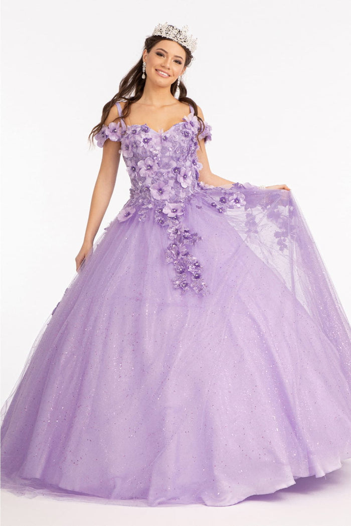 3D Floral Cold Shoulder Ball Gown by Elizabeth KGL1988