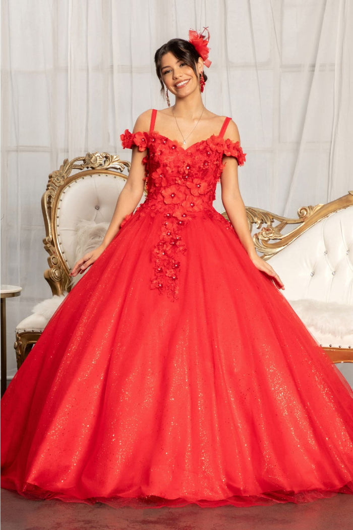 3D Floral Cold Shoulder Ball Gown by Elizabeth KGL1988