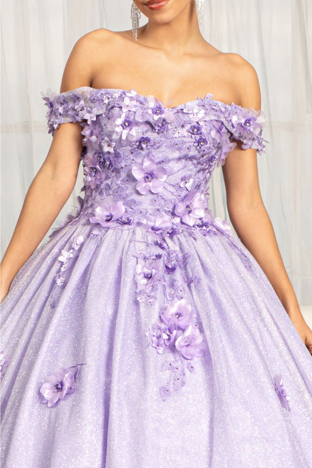 3D Floral Glitter Ball Gown by Elizabeth K GL1971 - Quinceanera Dresses