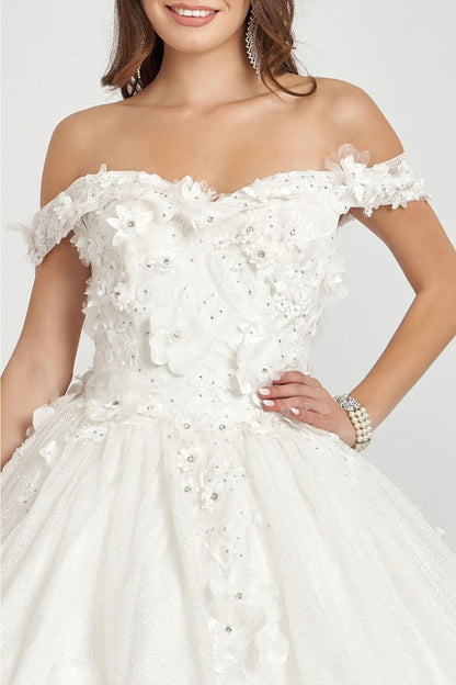 3D Floral Glitter Ball Gown by Elizabeth K GL1971 - Quinceanera Dresses