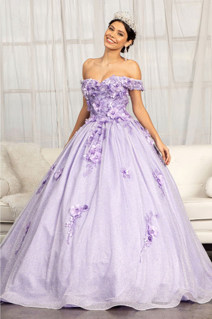 3D Floral Glitter Ball Gown by Elizabeth K GL1971 - Quinceanera Dresses