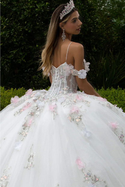 3D Floral Off Shoulder Ball Gown by GLS Gloria GL3553 - Quinceanera Dresses