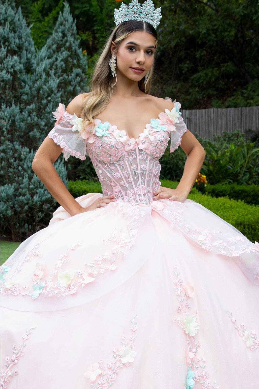 3D Floral Off Shoulder Ball Gown by GLS Gloria GL3554 - Quinceanera Dresses