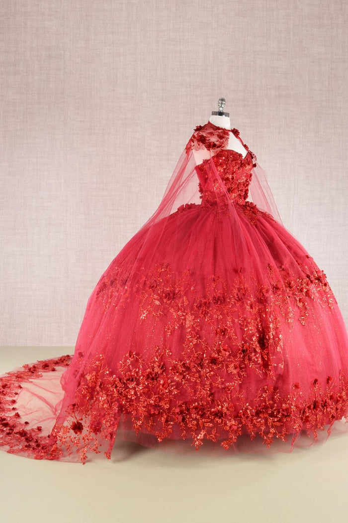 3D Floral Off Shoulder Cape Ball Gown by Elizabeth KGL3179