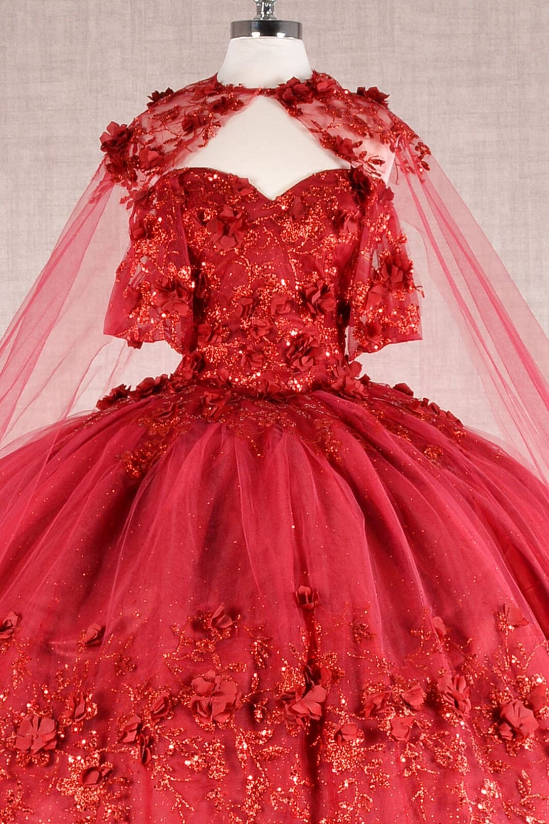 3D Floral Off Shoulder Cape Ball Gown by Elizabeth KGL3179