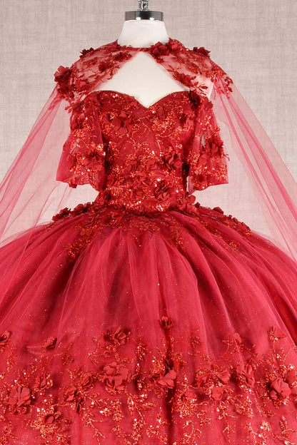 3D Floral Off Shoulder Cape Ball Gown by Elizabeth KGL3179