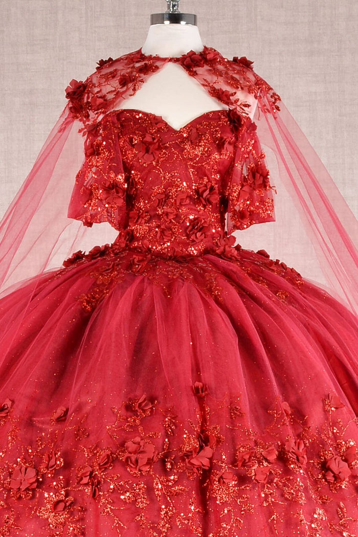 3D Floral Off Shoulder Cape Ball Gown by Elizabeth KGL3179