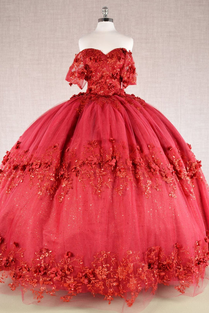 3D Floral Off Shoulder Cape Ball Gown by Elizabeth KGL3179