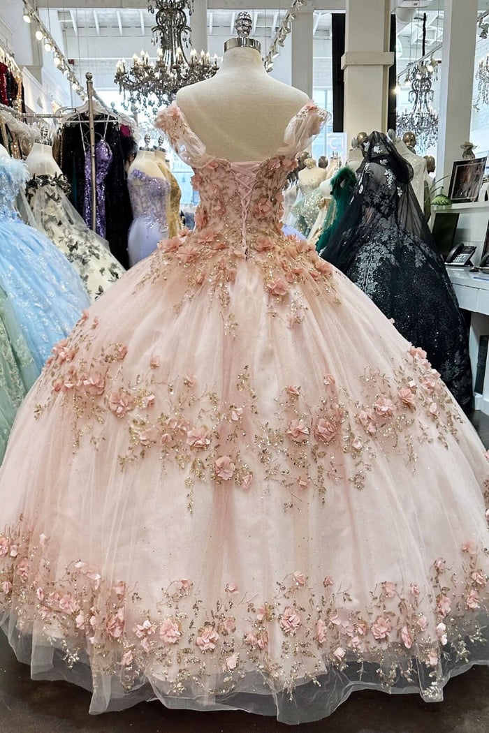 3D Floral Off Shoulder Cape Ball Gown by Elizabeth KGL3179
