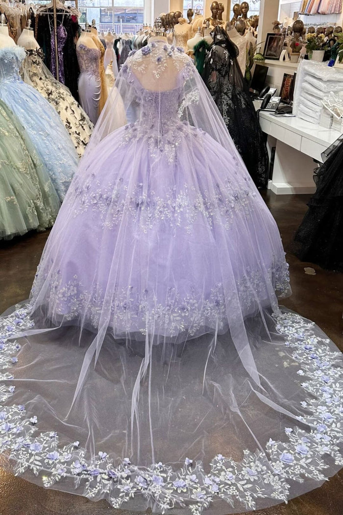 3D Floral Off Shoulder Cape Ball Gown by Elizabeth KGL3179