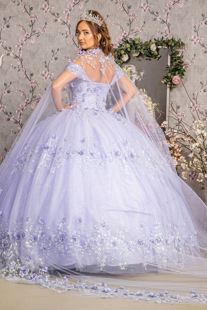 3D Floral Off Shoulder Cape Ball Gown by Elizabeth KGL3179