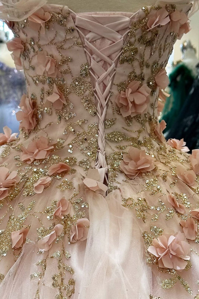 3D Floral Off Shoulder Cape Ball Gown by Elizabeth KGL3179