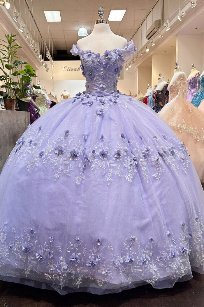 3D Floral Off Shoulder Cape Ball Gown by Elizabeth KGL3179