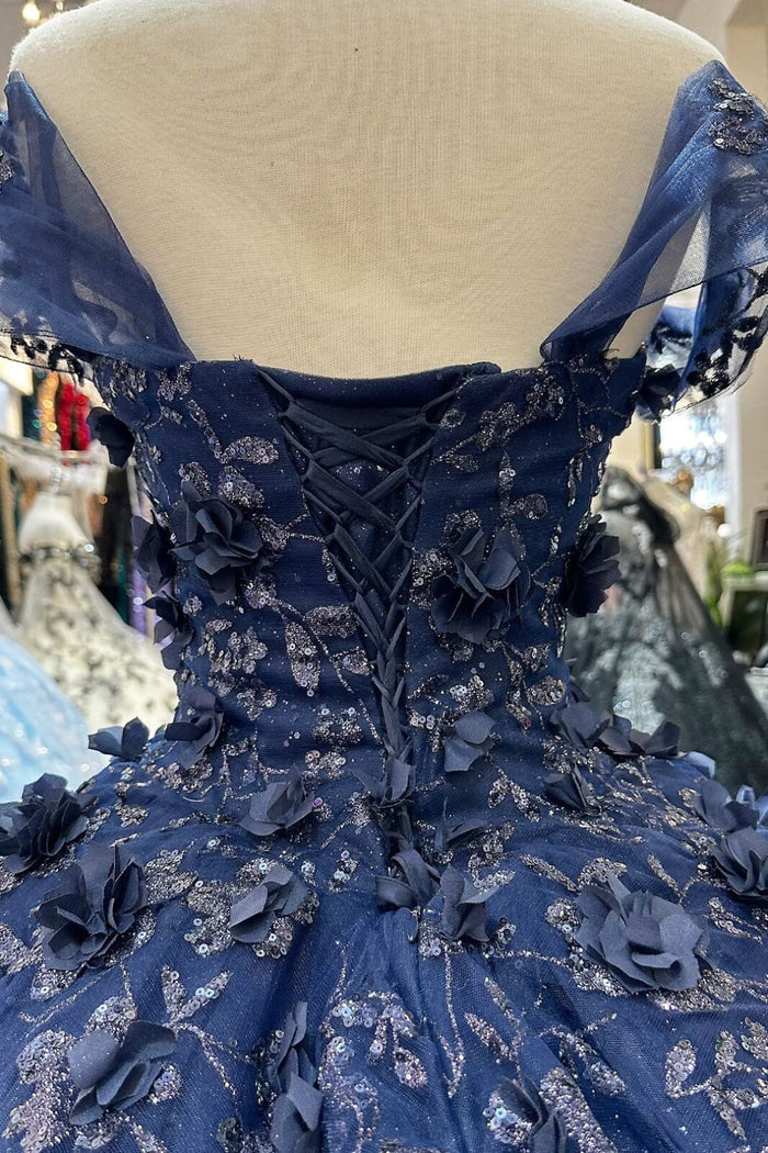 3D Floral Off Shoulder Cape Ball Gown by Elizabeth KGL3179