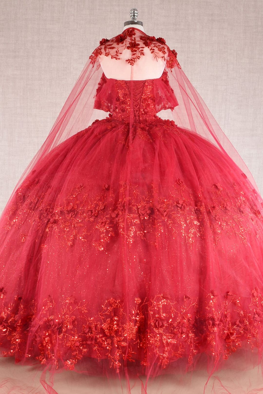 3D Floral Off Shoulder Cape Ball Gown by Elizabeth KGL3179