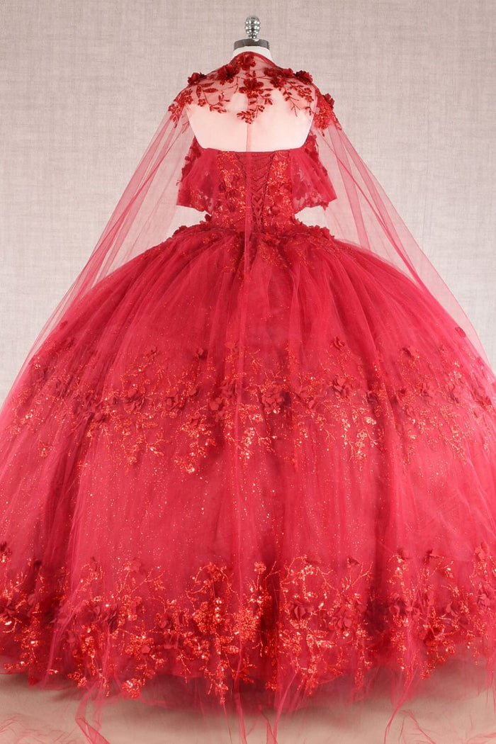 3D Floral Off Shoulder Cape Ball Gown by Elizabeth KGL3179