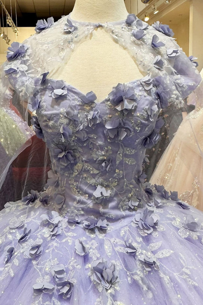 3D Floral Off Shoulder Cape Ball Gown by Elizabeth KGL3179