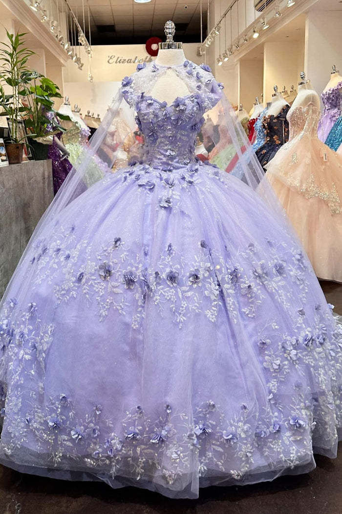 3D Floral Off Shoulder Cape Ball Gown by Elizabeth KGL3179