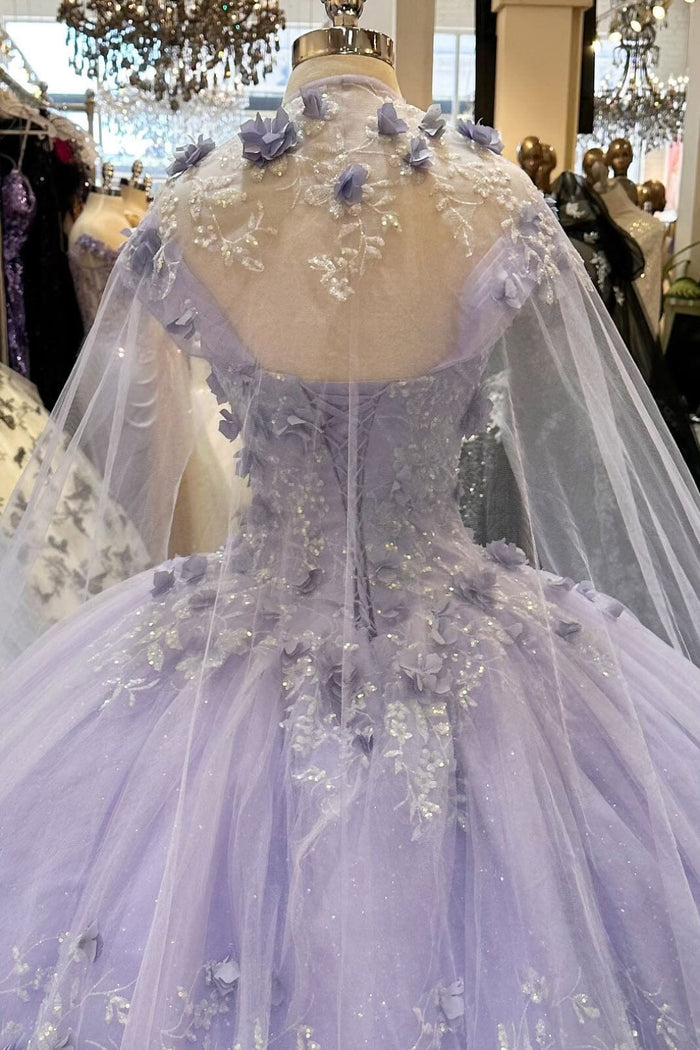 3D Floral Off Shoulder Cape Ball Gown by Elizabeth KGL3179