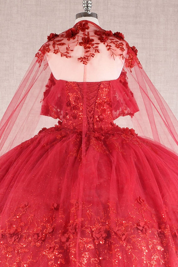 3D Floral Off Shoulder Cape Ball Gown by Elizabeth KGL3179