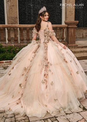 Rachel Allan RQ3120 3D Floral Off Shoulder Quinceanera Dress
