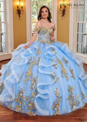 Rachel Allan RQ2165 3D Floral Ruffled Quinceanera Dress