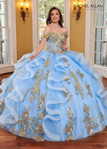 Rachel Allan RQ2165 3D Floral Ruffled Quinceanera Dress
