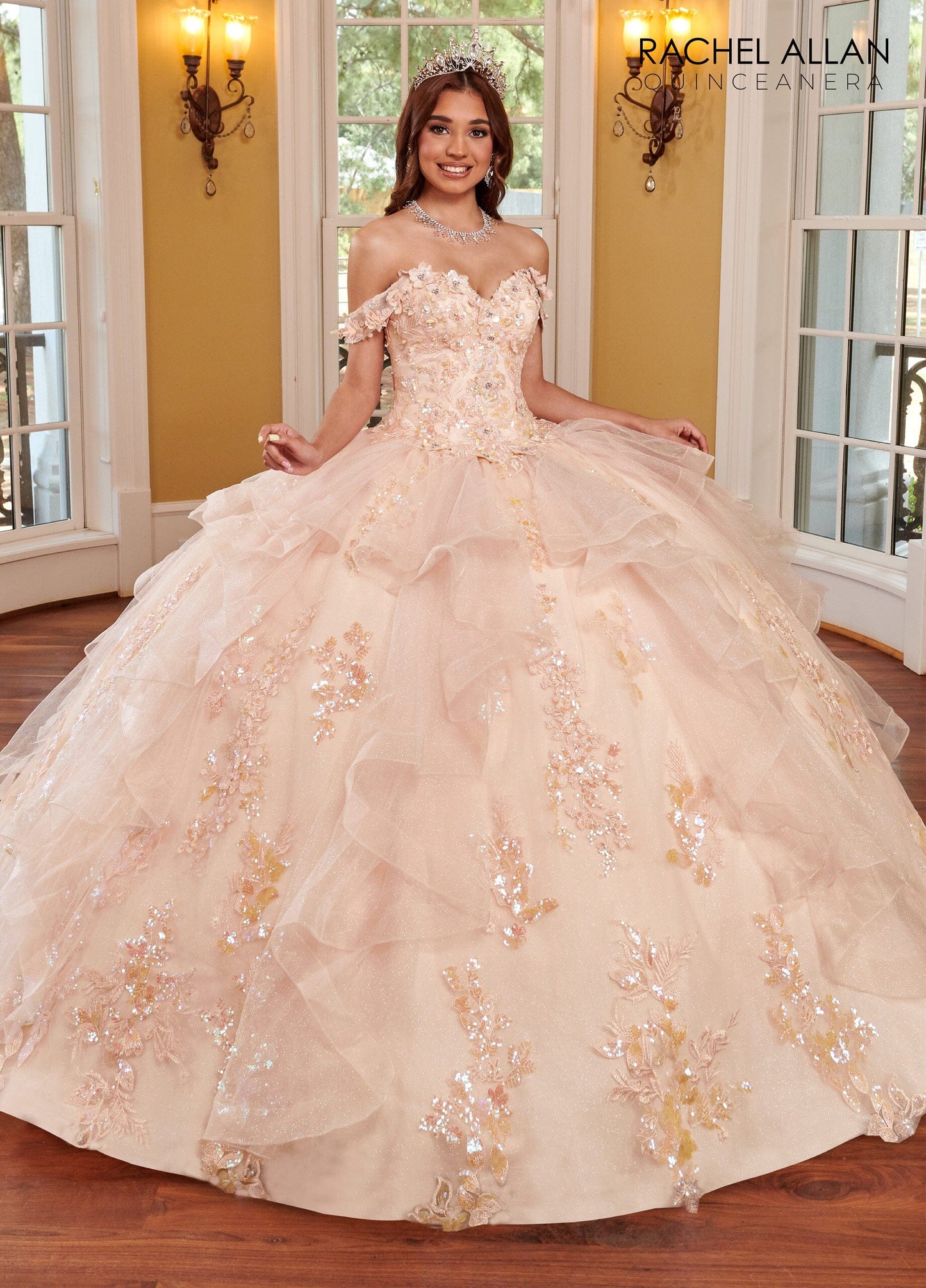 Rachel Allan RQ2165 3D Floral Ruffled Quinceanera Dress