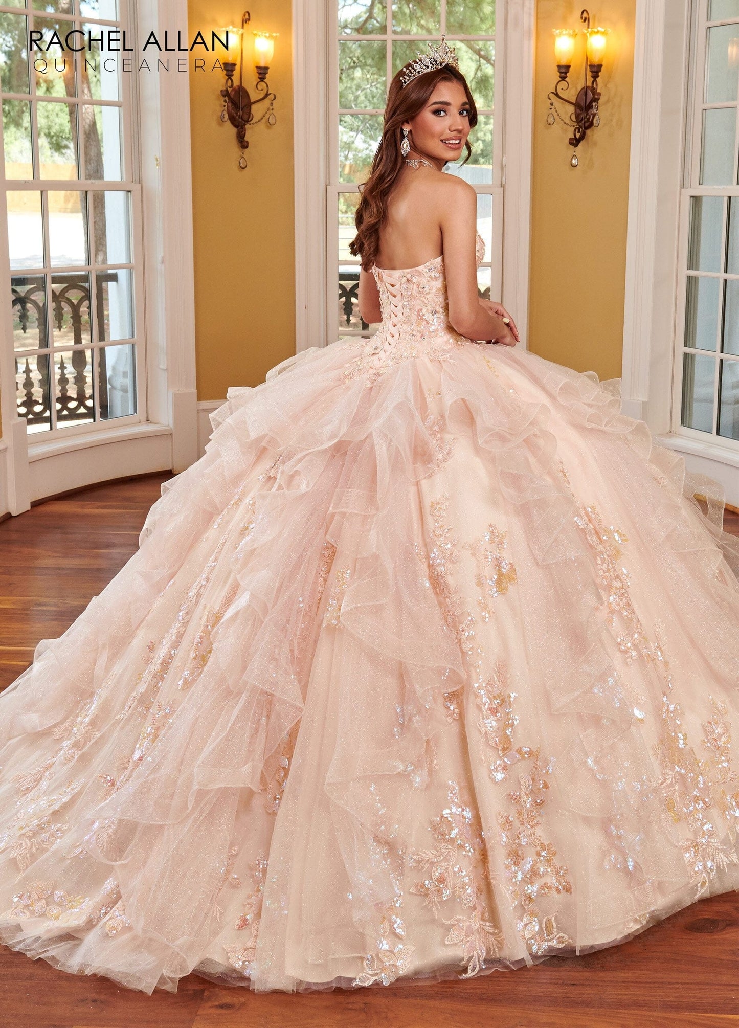Rachel Allan RQ2165 3D Floral Ruffled Quinceanera Dress
