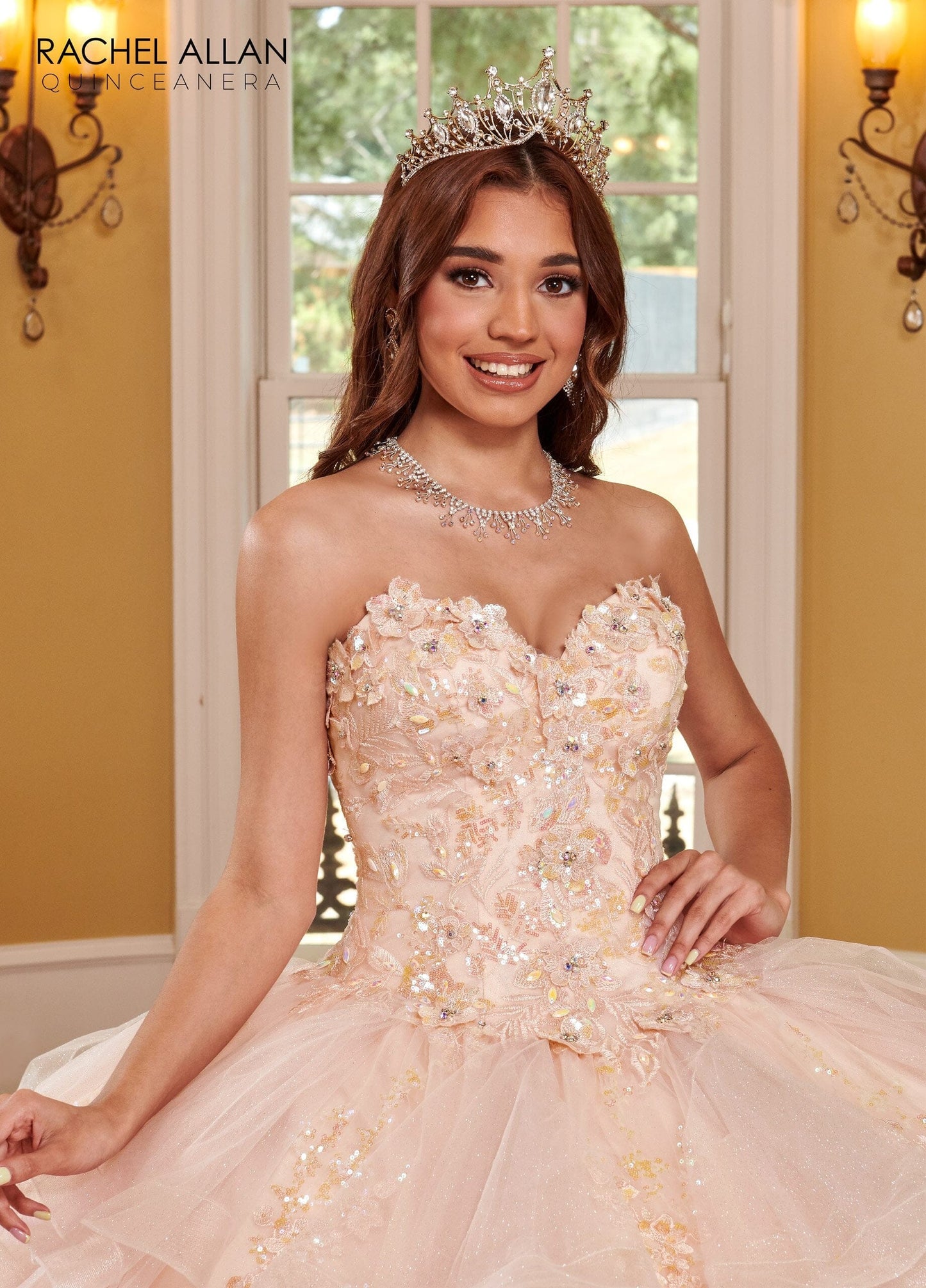 Rachel Allan RQ2165 3D Floral Ruffled Quinceanera Dress