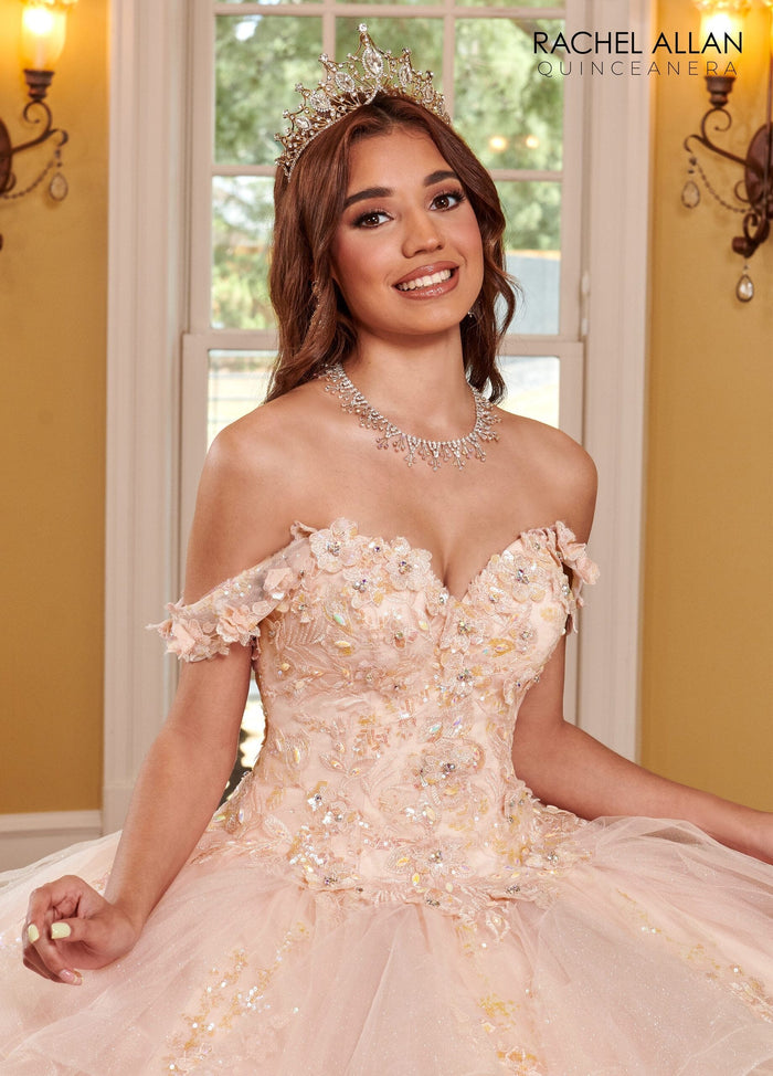 Rachel Allan RQ2165 3D Floral Ruffled Quinceanera Dress