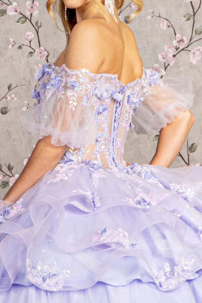 3D Floral Sheer Ball Gown by Elizabeth KGL3180