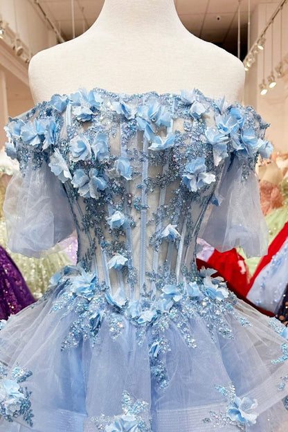 3D Floral Sheer Bodice Ball Gown by Elizabeth K GL3180 - Quinceanera Dresses