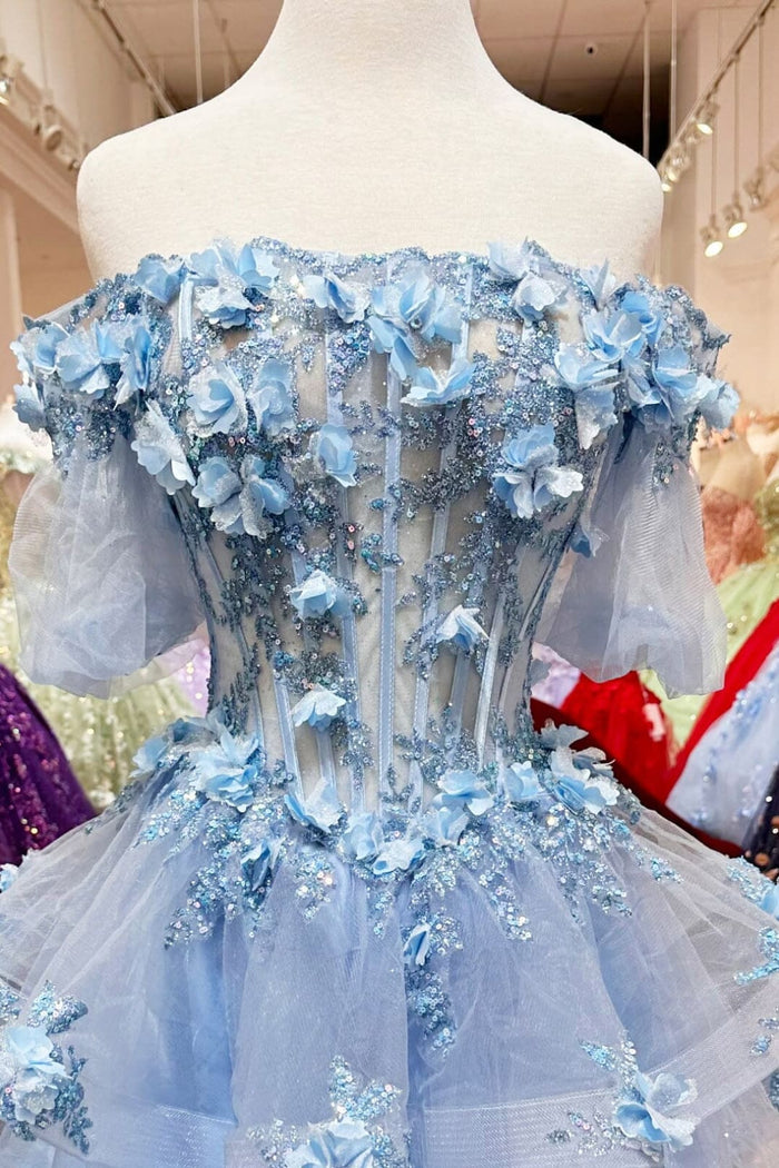 3D Floral Sheer Ball Gown by Elizabeth KGL3180