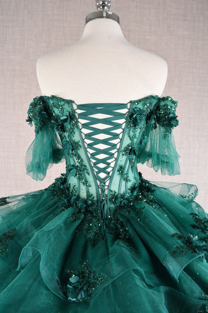 3D Floral Sheer Bodice Ball Gown by Elizabeth K GL3180 - Quinceanera Dresses