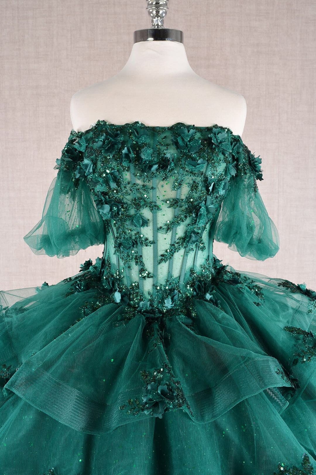 3D Floral Sheer Ball Gown by Elizabeth KGL3180