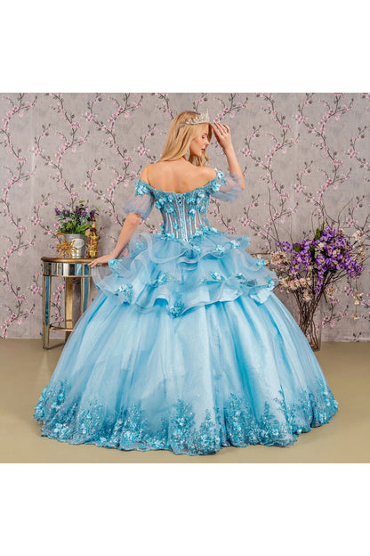 3D Floral Sheer Bodice Ball Gown by Elizabeth K GL3180 - Quinceanera Dresses