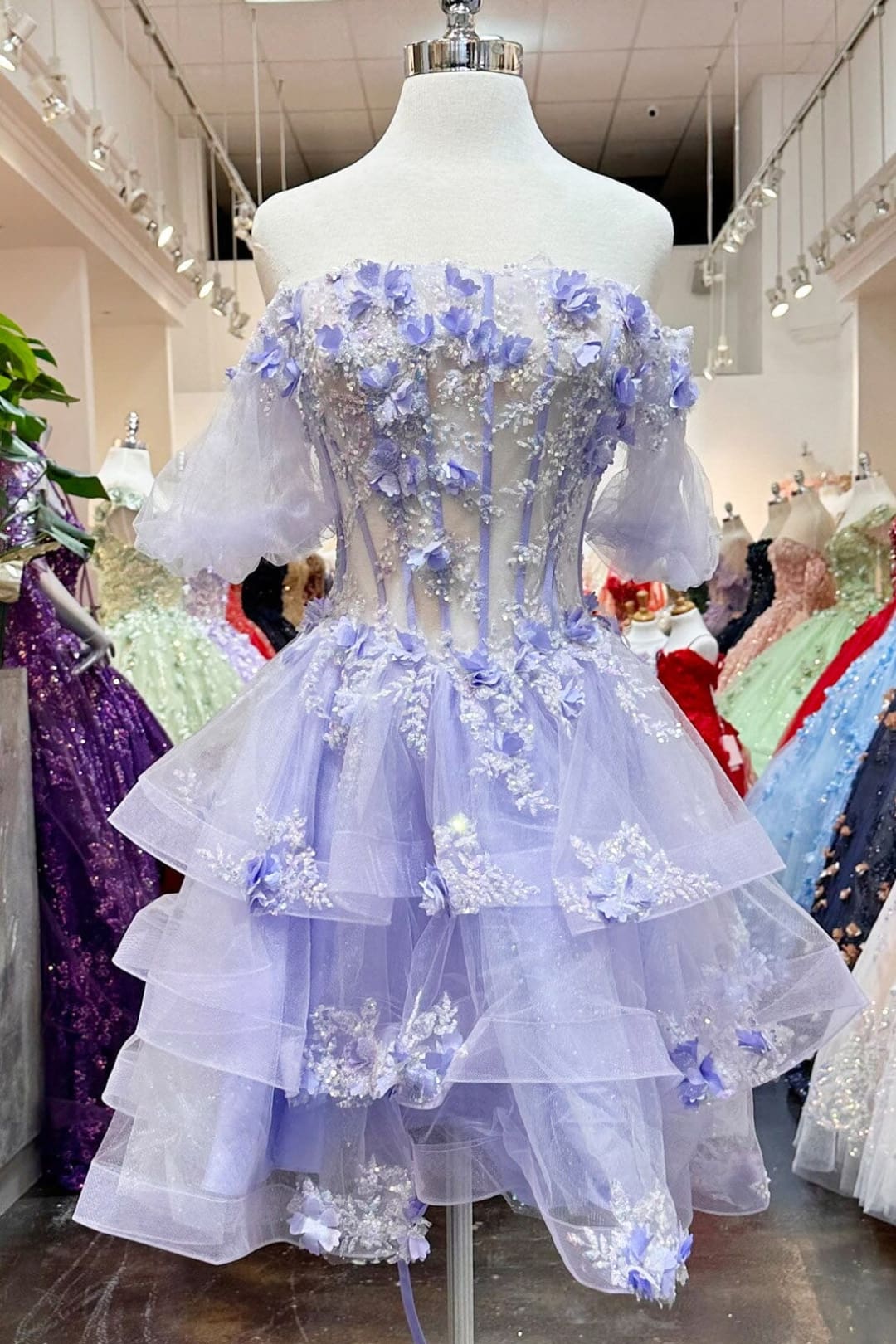 3D Floral Sheer Bodice Ball Gown by Elizabeth K GL3180 - Quinceanera Dresses