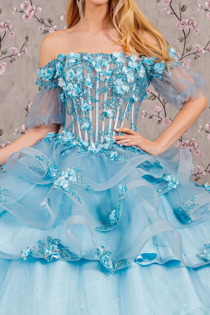 3D Floral Sheer Ball Gown by Elizabeth KGL3180
