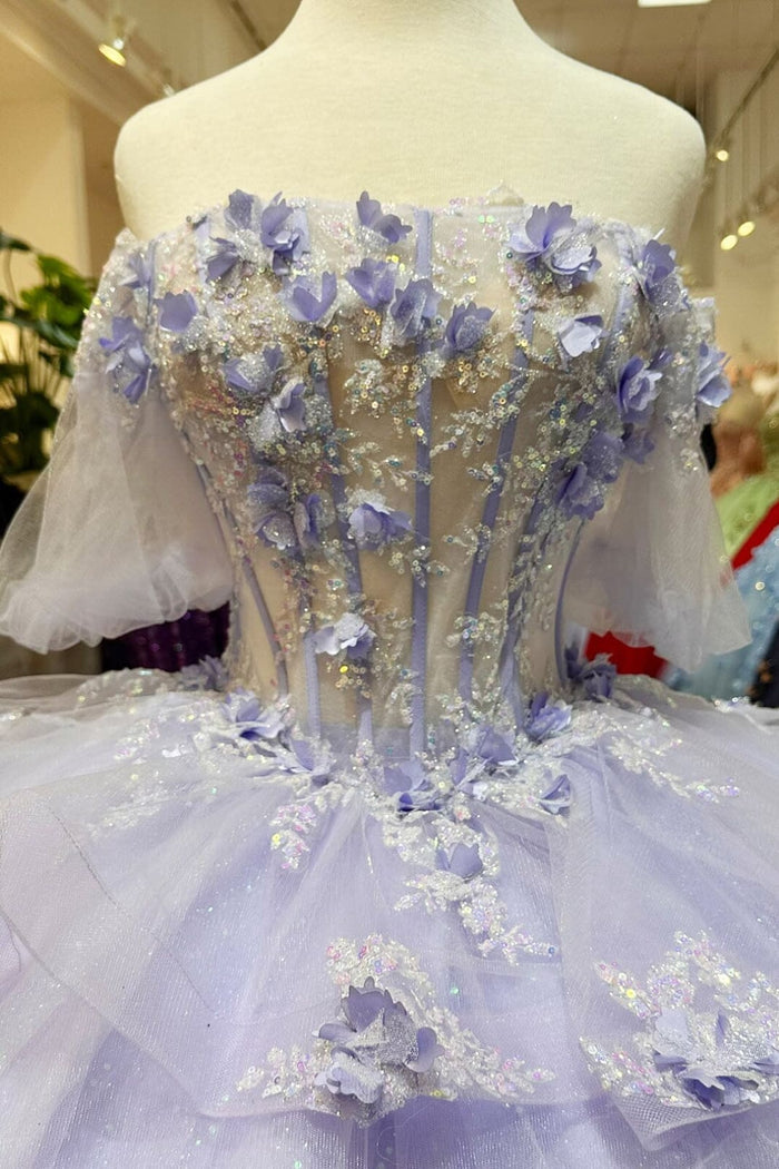 3D Floral Sheer Ball Gown by Elizabeth KGL3180