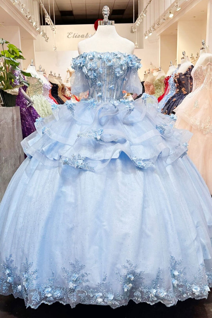 3D Floral Sheer Ball Gown by Elizabeth KGL3180