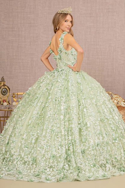 3D Floral Sleeveless Ball Gown by Elizabeth K GL3173 - Quinceanera Dresses