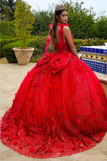 3D Floral Sleeveless Ball Gown by GLS Gloria GL3529 - Quinceanera Dresses