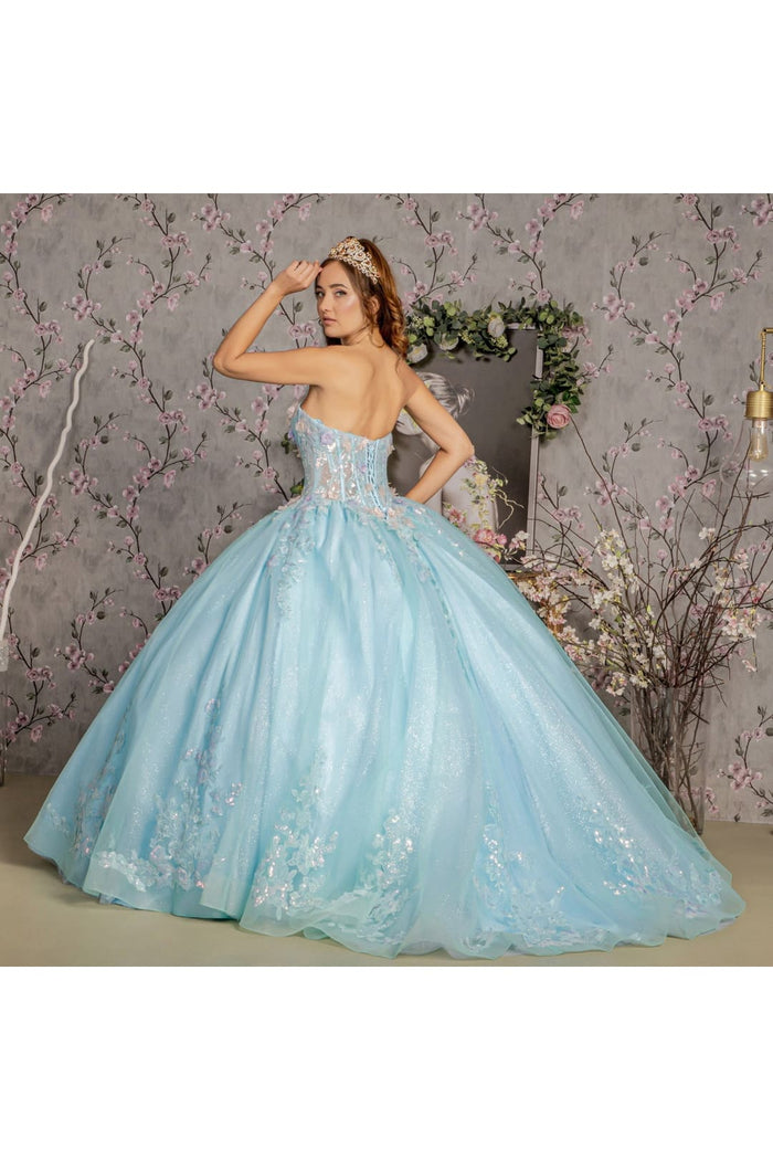 3D Floral Strapless Corset Ball Gown by GLS Gloria GL3332