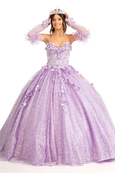 3D Floral Sweetheart Ball Gown by Elizabeth K GL1986 - XS / Lilac - Quinceanera Dresses