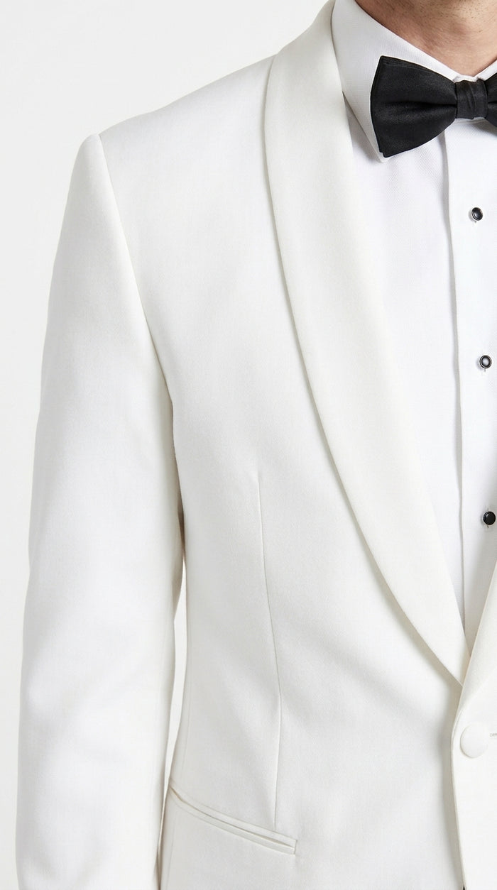 Men’s uniform White Dinner Jacket Tuxedo – Classic White Formal Tuxedo Jacket with Black Pants for Wedding, Prom & Black Tie Events