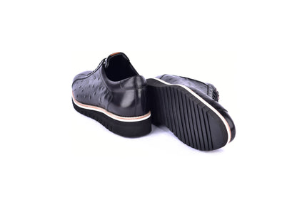 C211-4005-OSt Genuine Ostrich Sneaker-Black