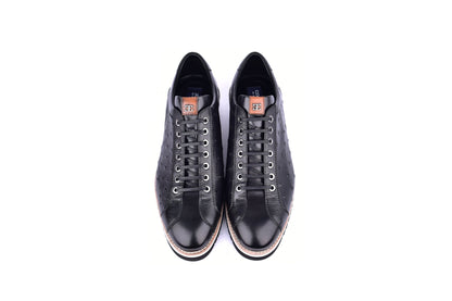 C211-4005-OSt Genuine Ostrich Sneaker-Black