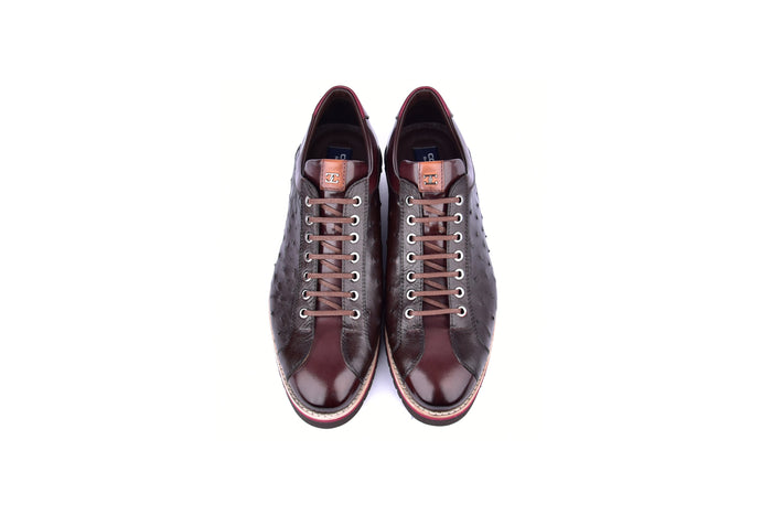 C21101-4005-OSt Genuine Ostrich Sneaker-Brown